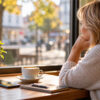 women looking out of window with deep thoughts